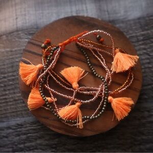 Orange Beaded Tassel Bracelet